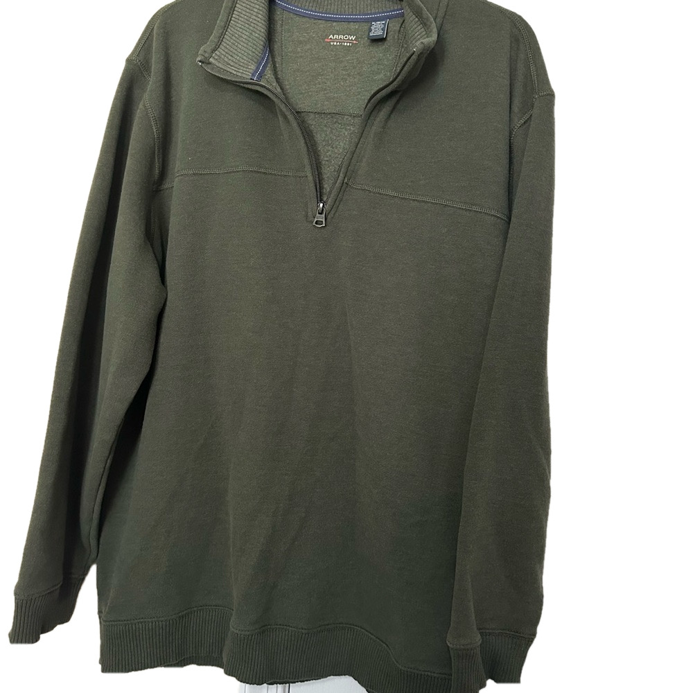 Arrow Men's Olive Green 1/4 Zip Cosy Pullover